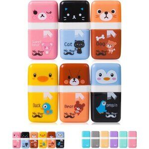 6-Pack Pencil Erasers with Cover & Roller: Fun, Cool‎ School Erasers for Kids